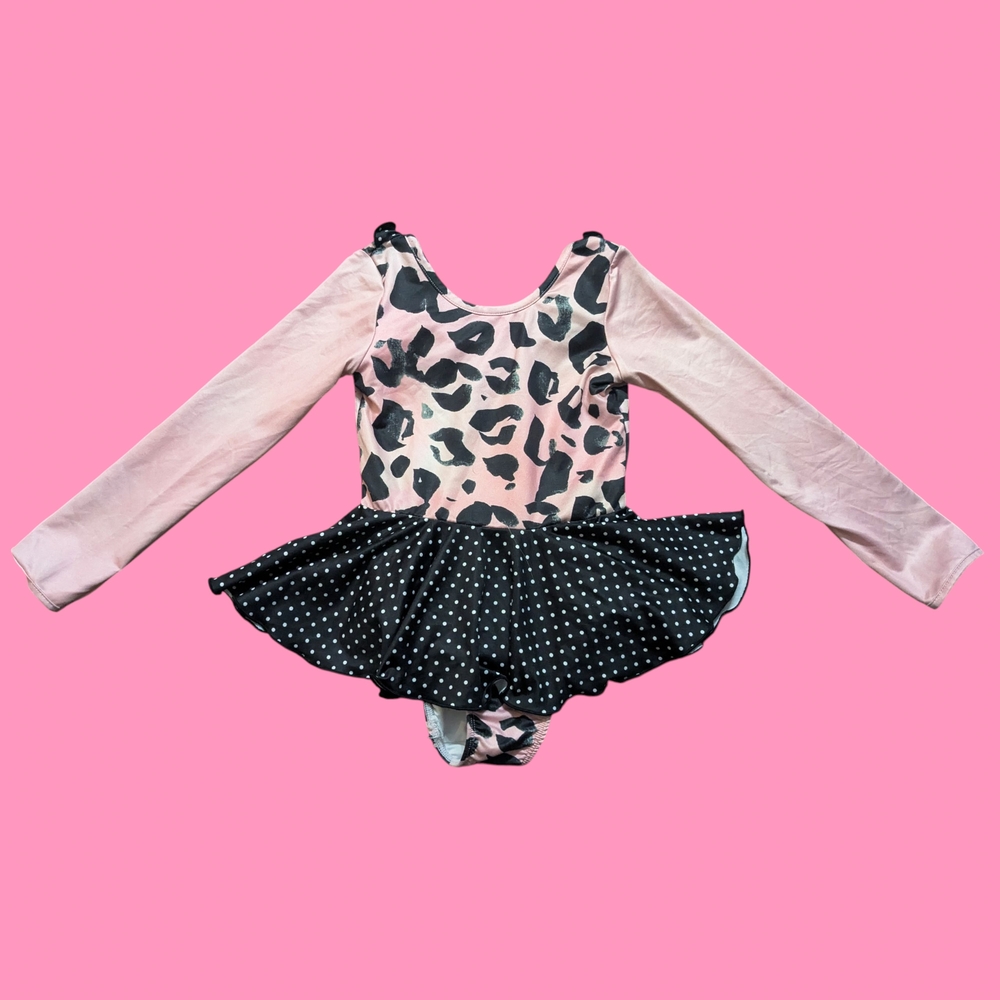 Leo Luvs Leotard Style Long Sleeve Swimsuit With Sewn In Skirt For Baby Girls